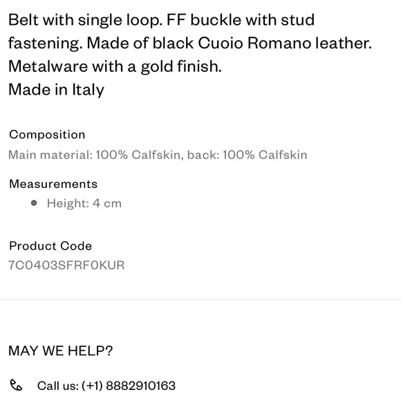 Black Fendi belt w/ gold hardware - Picture 6 of 7